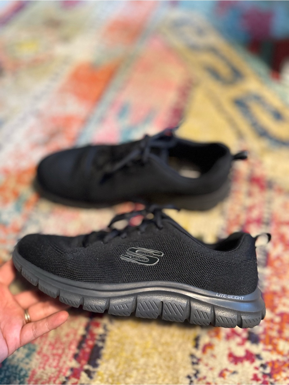 Skechers Black Knit Slip-On Casual Sneakers size 9